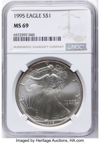 1995 $1  Silver Eagle MS thumbnail 3