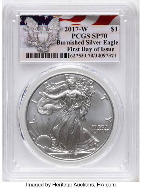 2017-W $1  Silver Eagle, Burnished MS thumbnail 4