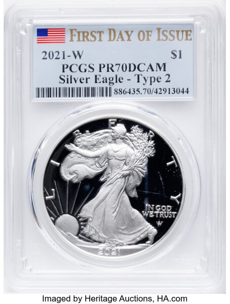 2021-W $1  Silver Eagle, Type 2 PR DCAM thumbnail 10