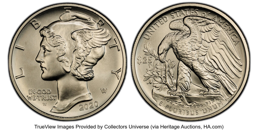 2020-W $25  Palladium Eagle, Burnished MS thumbnail 3