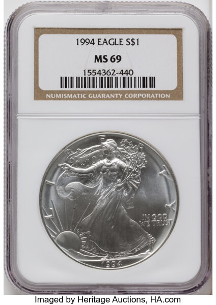 1994 $1  Silver Eagle MS thumbnail 2