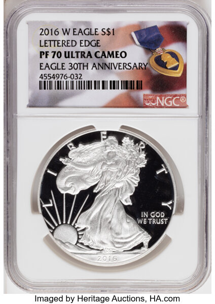 2016-W $1  Silver Eagle, Lettered Edge, 30th Anniversary PR DCAM thumbnail 6