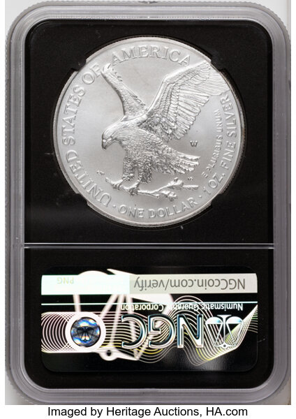2021-W $1  Silver Eagle, Type 2, Burnished MS65 thumbnail 6