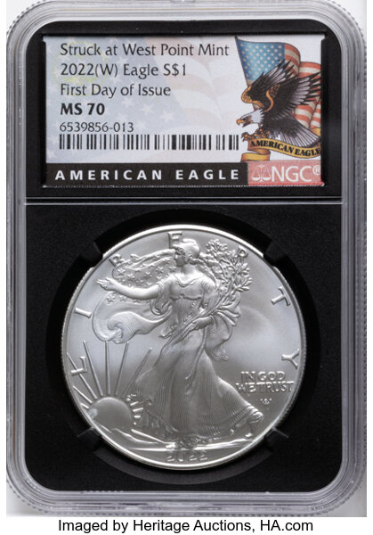 2022-(W) $1  Silver Eagle, Struck at West Point Mint MS thumbnail 3
