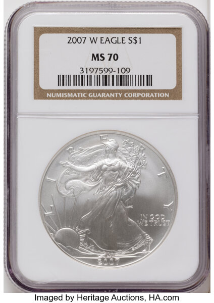 2007-W $1  Silver Eagle, Burnished MS thumbnail 3