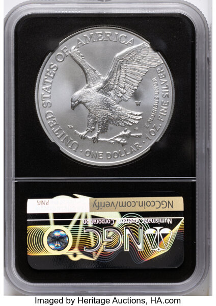 2021-W $1  Silver Eagle, Type 2, Burnished MS65 thumbnail 10