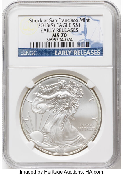 2013-(S) $1  Silver Eagle, Struck at San Francisco Mint MS thumbnail 2