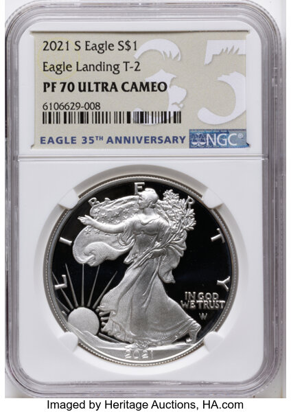 2021-S $1  Silver Eagle, Type 2 PR DCAM thumbnail 6