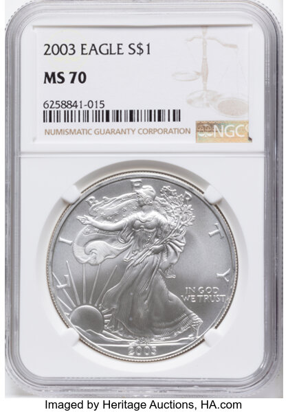 2003 $1  Silver Eagle MS thumbnail 3