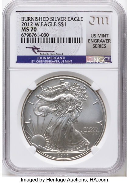 2012-W $1  Silver Eagle, Burnished MS thumbnail 2