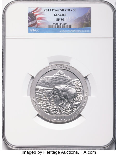 2011-P  S25c 5oz Silver, Glacier, Satin Finish SP thumbnail 2
