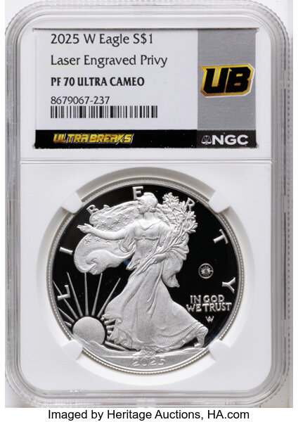 2025-W $1  Silver Eagle, Laser Privy PR DCAM thumbnail 7