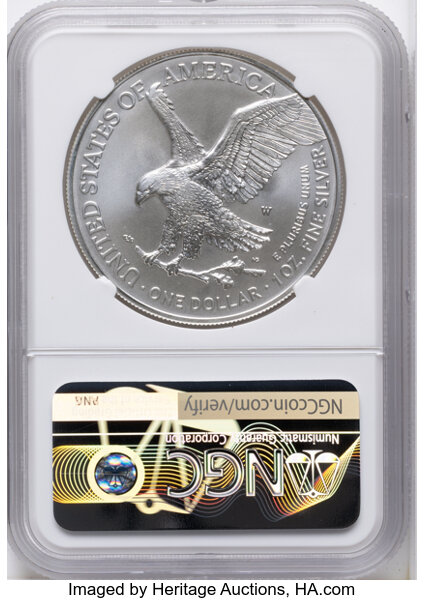 2021-W $1  Silver Eagle, Type 2, Burnished MS65 thumbnail 14