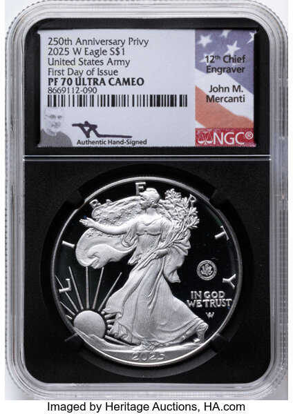 2025-W $1  Silver Eagle, U.S. Army Privy PR DCAM thumbnail 6