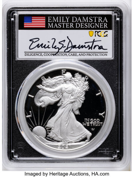 2021-W $1  Silver Eagle, Type 2 PR DCAM thumbnail 4