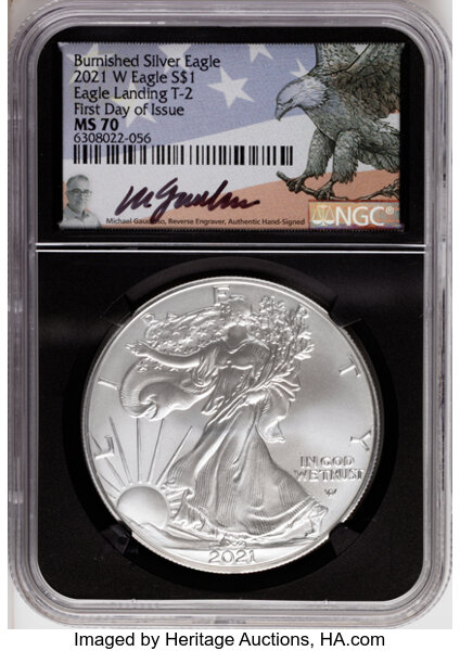 2021-W $1  Silver Eagle, Type 2, Burnished MS thumbnail 5