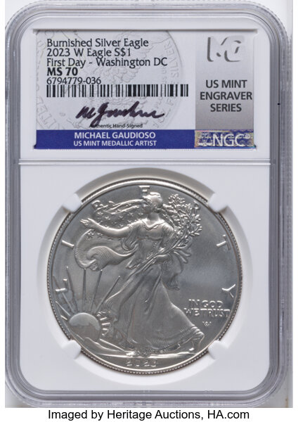 2023-W $1  Silver Eagle, Burnished MS thumbnail 6