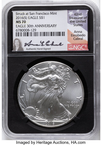 Image for 2016-(S) $1  Silver Eagle, Struck at SF Mint, 30th Anniv. MS