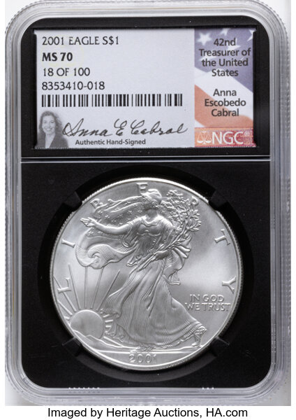 2001 $1  Silver Eagle MS thumbnail 8