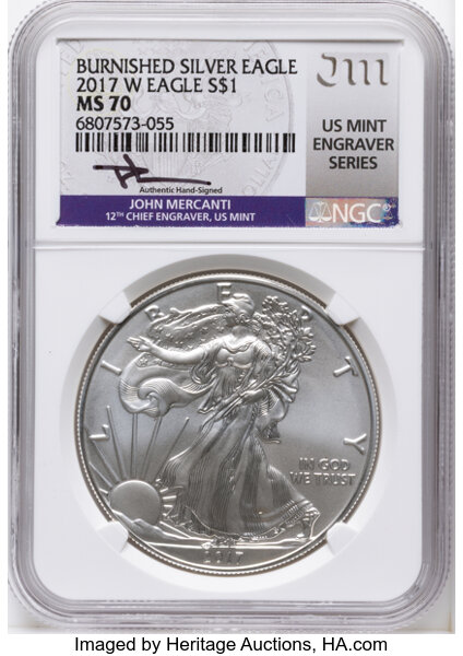 2017-W $1  Silver Eagle, Burnished MS thumbnail 6