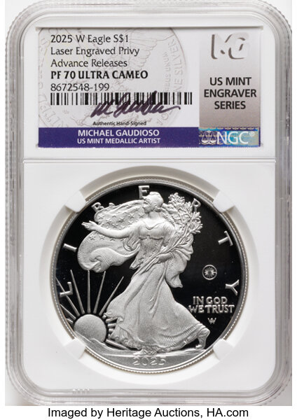 2025-W $1  Silver Eagle, Laser Privy PR DCAM thumbnail 11
