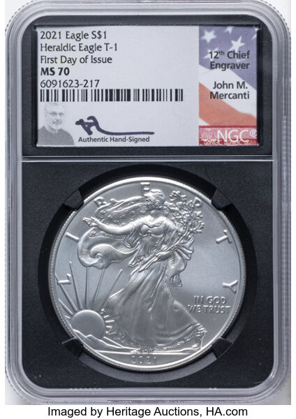 2021 $1  Silver Eagle, Type 1 MS thumbnail 3
