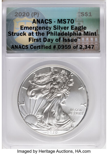 2020-(P) $1  Silver Eagle MS thumbnail 3