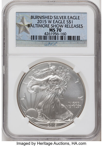 2015-W $1  Silver Eagle, Burnished MS thumbnail 2
