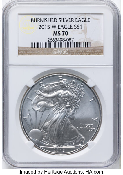 2015-W $1  Silver Eagle, Burnished MS thumbnail 3
