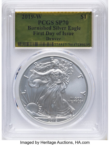 2019-W $1  Silver Eagle, Burnished MS thumbnail 4