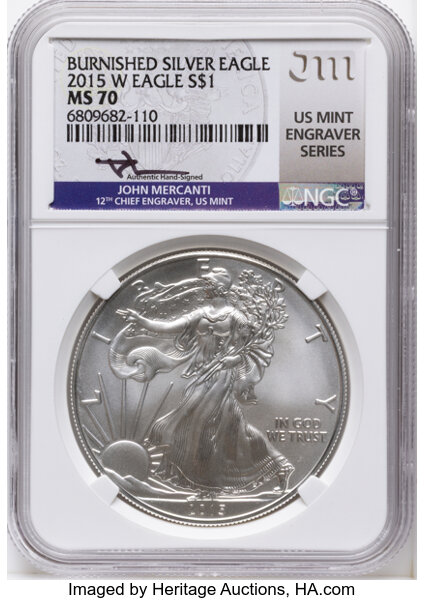 2015-W $1  Silver Eagle, Burnished MS thumbnail 4