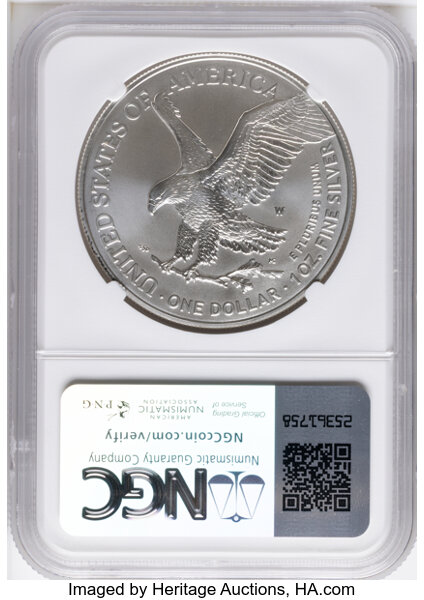 2021-W $1  Silver Eagle, Type 2, Burnished MS65 thumbnail 16