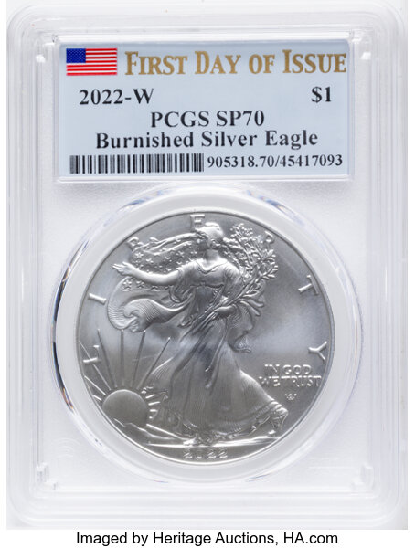 2022-W $1  Silver Eagle, Burnished MS thumbnail 8