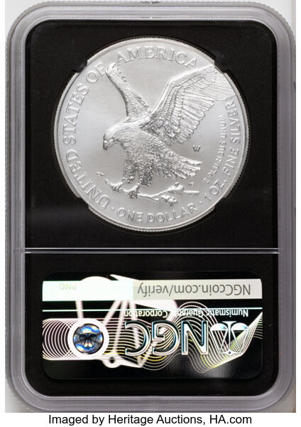2021-W $1  Silver Eagle, Type 2, Burnished MS65 thumbnail 12