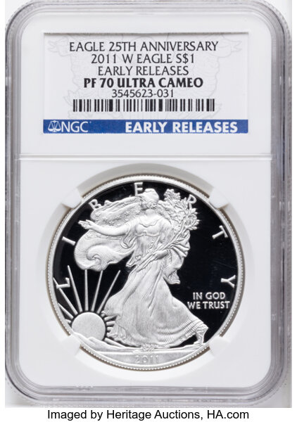 2011-W $1  Silver Eagle, 25th Anniversary PR DCAM thumbnail 4