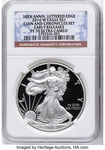 2016-W $1  Silver Eagle, Lettered Edge, 30th Anniversary PR DCAM thumbnail 8
