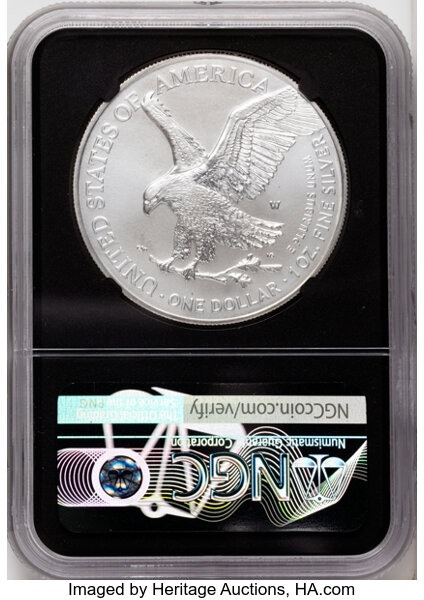 2021-W $1  Silver Eagle, Type 2, Burnished MS65 thumbnail 2