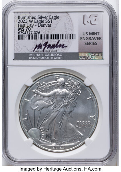2023-W $1  Silver Eagle, Burnished MS thumbnail 7