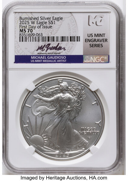 2025-W $1  Silver Eagle, Burnished MS thumbnail 3