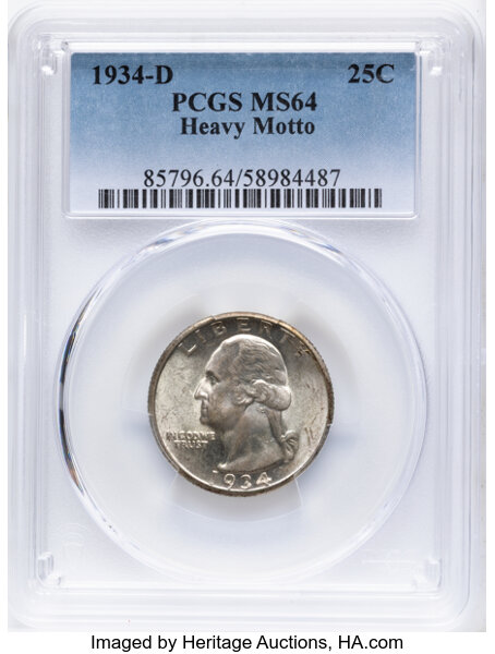1934-D 25c Heavy Motto MS thumbnail 3
