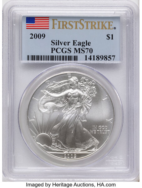 2009-(W) $1  Silver Eagle, Struck at West Point Mint MS thumbnail 2