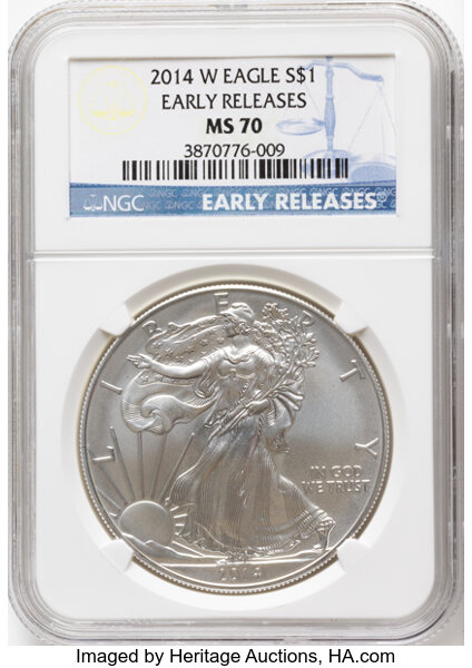 2014-W $1  Silver Eagle, Burnished MS thumbnail 3