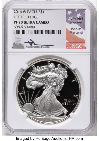2016-W $1  Silver Eagle, Lettered Edge, 30th Anniversary PR DCAM thumbnail 11