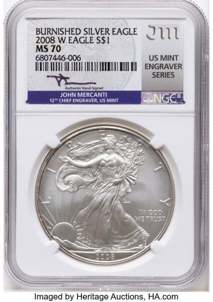 2008-W $1  Silver Eagle, Burnished MS thumbnail 5