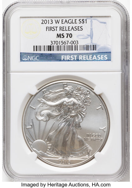 2013-W $1  Silver Eagle, Burnished MS thumbnail 4