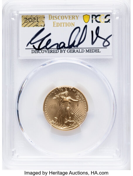 2021-W $10  Gold Eagle, Type 2, Unfinished Proof Dies MS thumbnail 3
