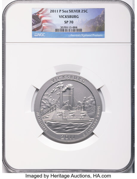 2011-P S25c 5oz Silver, Vicksburg, Satin Finish SP thumbnail 4