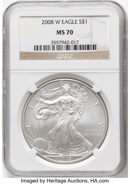2008-W $1  Silver Eagle, Burnished MS thumbnail 3