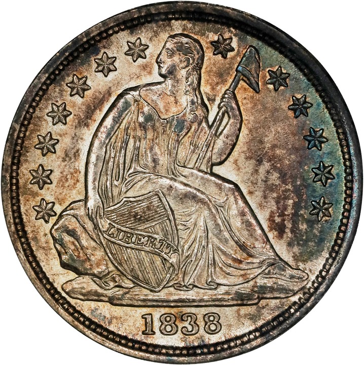 1838 10c No Drapery, Large Stars MS thumbnail 3
