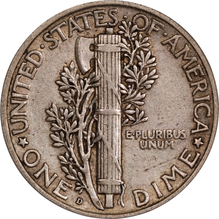 1921-D 10c XF45 thumbnail 2